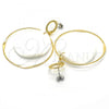 Oro Laminado Long Earring, Gold Filled Style White Resin Finish, Golden Finish, 02.268.0076
