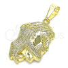 Oro Laminado Religious Pendant, Gold Filled Style Jesus Design, Golden Finish, 05.16.0073