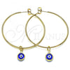 Oro Laminado Medium Hoop, Gold Filled Style Evil Eye Design, Blue Resin Finish, Golden Finish, 02.63.2743.50