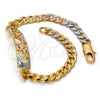 Oro Laminado ID Bracelet, Gold Filled Style Elephant Design, Polished, Tricolor, 03.102.0028.08