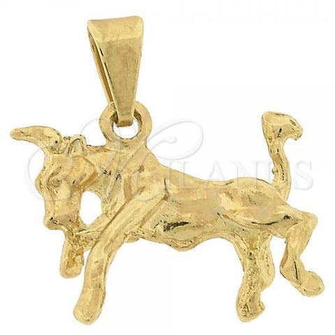 Oro Laminado Fancy Pendant, Gold Filled Style Buffalo Design, Golden Finish, 05.16.0146
