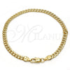Gold Tone Basic Bracelet, Pave Cuban Design, Polished, Golden Finish, 04.242.0035.09GT