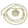 Oro Laminado Pendant Necklace, Gold Filled Style Evil Eye and Star Design, with White Micro Pave, Polished, Golden Finish, 04.313.0053.18