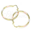 Oro Laminado Medium Hoop, Gold Filled Style Diamond Cutting Finish, Tricolor, 02.213.0242.40