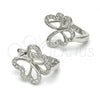 Sterling Silver Huggie Hoop, Butterfly Design, with White Micro Pave, Polished, Rhodium Finish, 02.175.0049.10