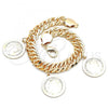 Oro Laminado Charm Anklet , Gold Filled Style Curb Design, Polished, Golden Finish, 03.331.0128.10