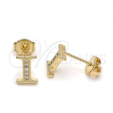 Oro Laminado Stud Earring, Gold Filled Style with White Micro Pave, Polished, Golden Finish, 02.156.0192 *PROMO*