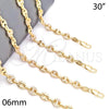 Oro Laminado Fancy Necklace, Gold Filled Style Puff Mariner Design, with White Micro Pave, Polished, Golden Finish, 04.63.1406.30