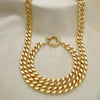 Oro Laminado Necklace and Bracelet, Gold Filled Style Miami Cuban Design, Polished, Golden Finish, 06.319.0001