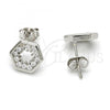 Sterling Silver Stud Earring, with White Cubic Zirconia, Polished, Rhodium Finish, 02.285.0021