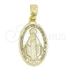 Oro Laminado Religious Pendant, Gold Filled Style Virgen Maria Design, Diamond Cutting Finish, Golden Finish, 5.199.026