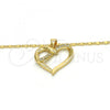 Oro Laminado Pendant Necklace, Gold Filled Style Heart Design, with White Cubic Zirconia, Polished, Golden Finish, 04.99.0039.18