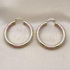 Oro Laminado Medium Hoop, Gold Filled Style Hollow Design, Diamond Cutting Finish, Tricolor, 02.213.0311.1.40