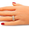 Oro Laminado Multi Stone Ring, Gold Filled Style with White Cubic Zirconia, Polished, Golden Finish, 01.210.0116.07