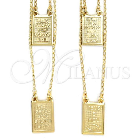 Oro Laminado Fancy Necklace, Gold Filled Style Holy Spirit Design, Polished, Golden Finish, 04.02.0019