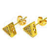 Oro Laminado Stud Earring, Gold Filled Style with White Cubic Zirconia, Polished, Golden Finish, 02.342.0002