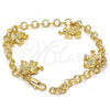 Oro Laminado Charm Bracelet, Gold Filled Style Elephant Design, Diamond Cutting Finish, Golden Finish, 03.63.1791.07