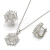 Sterling Silver Earring and Pendant Adult Set, with White Cubic Zirconia, Polished, Rhodium Finish, 10.175.0037