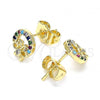 Oro Laminado Stud Earring, Gold Filled Style Love and Bow Design, with Multicolor Micro Pave, Polished, Golden Finish, 02.210.0466.1