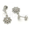 Sterling Silver Dangle Earring, with White Cubic Zirconia, Polished, Rhodium Finish, 02.175.0130