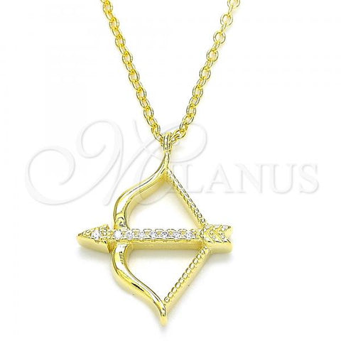Sterling Silver Pendant Necklace, with White Cubic Zirconia, Polished, Golden Finish, 04.336.0060.2.16
