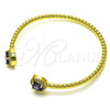 Oro Laminado Individual Bangle, Gold Filled Style with Dark Amethyst Cubic Zirconia and White Micro Pave, Polished, Golden Finish, 07.341.0019.3