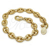 Oro Laminado Fancy Anklet, Gold Filled Style Puff Mariner Design, Polished, Golden Finish, 04.63.1311.08