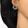 Oro Laminado Earring and Pendant Adult Set, Gold Filled Style with White Crystal, Polished, Golden Finish, 10.306.0002