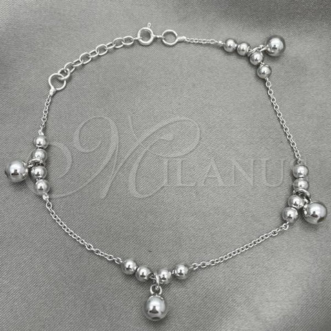 Sterling Silver Fancy Bracelet, Ball Design, Polished, Silver Finish, 03.407.0003.07