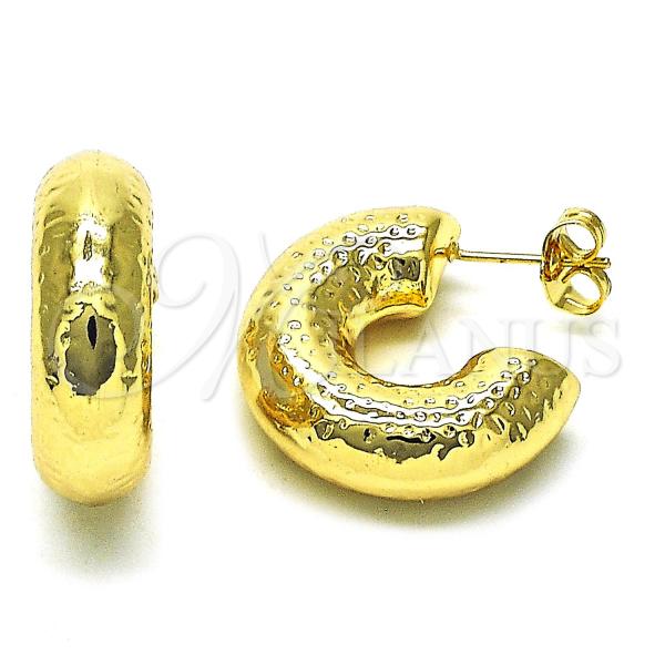 Oro Laminado Small Hoop, Gold Filled Style Chunky Design, Polished, Golden Finish, 02.163.0277.25