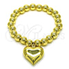 Oro Laminado Fancy Bracelet, Gold Filled Style Heart and Ball Design, Polished, Golden Finish, 03.341.0217.07