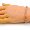 Oro Laminado Basic Bracelet, Gold Filled Style Paperclip Design, Polished, Golden Finish, 04.378.0001.08
