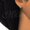 Sterling Silver Stud Earring, Dolphin and Heart Design, with White Cubic Zirconia, Polished,, 02.285.0039