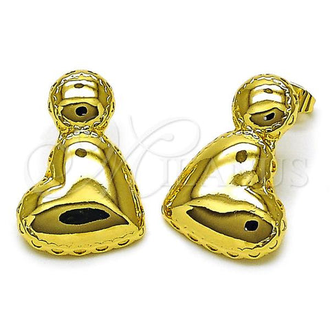 Oro Laminado Stud Earring, Gold Filled Style Heart Design, Polished, Golden Finish, 02.282.0020