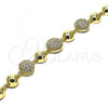 Oro Laminado Fancy Bracelet, Gold Filled Style with White Micro Pave, Polished, Golden Finish, 03.283.0180.08