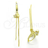Sterling Silver Long Earring, Star Design, with White Micro Pave, Polished, Golden Finish, 02.186.0163