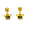 Stainless Steel Stud Earring, Star Design, with Dark Peridot Crystal, Polished, Golden Finish, 02.271.0016.11