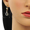 Oro Laminado Dangle Earring, Gold Filled Style Teardrop Design, with Black and White Crystal, Polished, Golden Finish, 02.122.0116.1