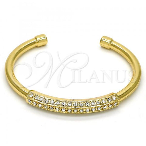 Gold Tone Individual Bangle, with White Crystal, Polished, Golden Finish, 07.252.0018.GT (05 MM Thickness, One size fits all)