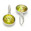 Rhodium Plated Dangle Earring, with Luminous Green Swarovski Crystals, Polished, Rhodium Finish, 02.239.0001.3