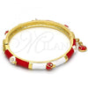 Oro Laminado Individual Bangle, Gold Filled Style Ladybug Design, with White Crystal, Red Enamel Finish, Golden Finish, 07.254.0003.1.03 (06 MM Thickness, Size 3 - 2.00 Diameter)