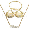 Oro Laminado Necklace, Bracelet and Earring, Gold Filled Style Polished, Golden Finish, 06.63.0249