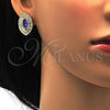 Oro Laminado Earring and Pendant Adult Set, Gold Filled Style with Tanzanite Cubic Zirconia and White Crystal, Polished, Golden Finish, 10.99.0013.1