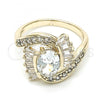 Oro Laminado Multi Stone Ring, Gold Filled Style with White Cubic Zirconia, Polished, Golden Finish, 01.210.0101.06 (Size 6)
