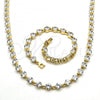 Oro Laminado Necklace and Bracelet, Gold Filled Style with White Cubic Zirconia, Polished, Golden Finish, 06.205.0031