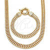Oro Laminado Necklace and Bracelet, Gold Filled Style Chunky Design, Polished, Golden Finish, 06.179.0003