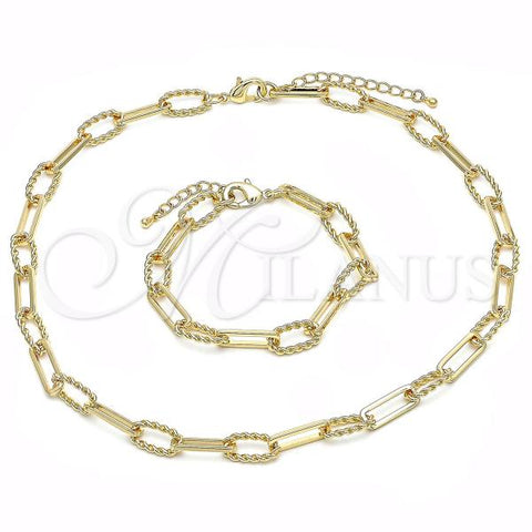 Oro Laminado Necklace and Bracelet, Gold Filled Style Polished, Golden Finish, 06.415.0003