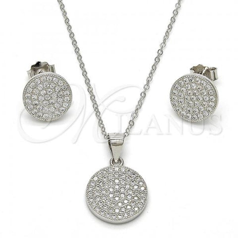 Sterling Silver Earring and Pendant Adult Set, with White Micro Pave, Rhodium Finish, 10.174.0008