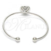 Rhodium Plated Individual Bangle, with Luminous Green Swarovski Crystals, Polished, Rhodium Finish, 07.239.0010.4 (02 MM Thickness, One size fits all)