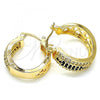 Oro Laminado Small Hoop, Gold Filled Style with Black and White Cubic Zirconia, Polished, Golden Finish, 02.210.0273.2.20